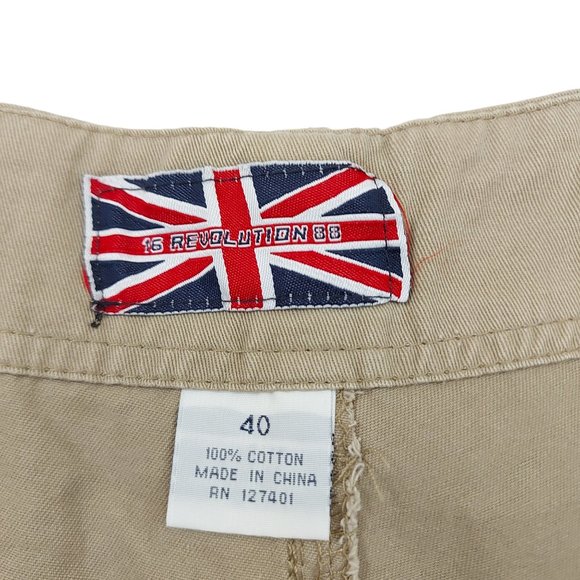 1688 Revolution Cargo Shorts Mens Size 40 Flat Front High Rise Pockets Khaki - Picture 8 of 8
